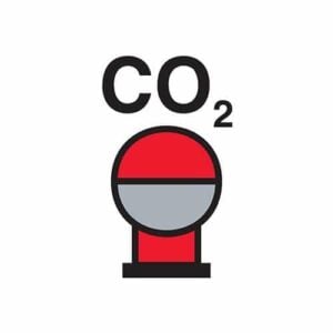 Fixed CO2 fire extinguishing bottle in protected area