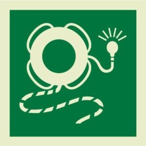 Lifebuoy with line and light IMO Sign