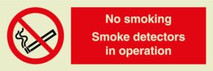 No smoking Smoke detectors in operation