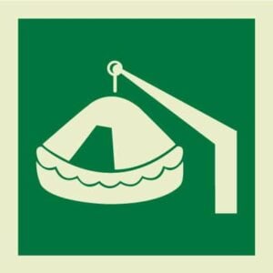 Davit launched liferaft IMO Sign