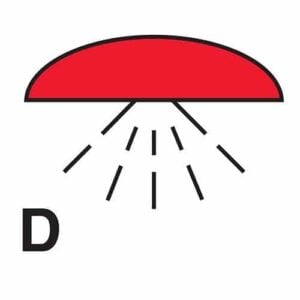 Space protected by drenching installation