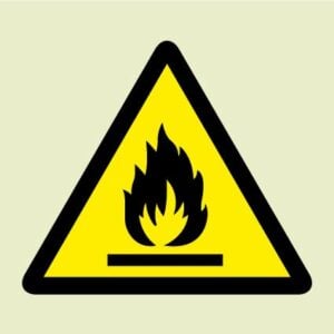 Flammable symbol (Glow in the dark) IMO Sign
