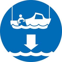 Lower rescue boatIMO Sign